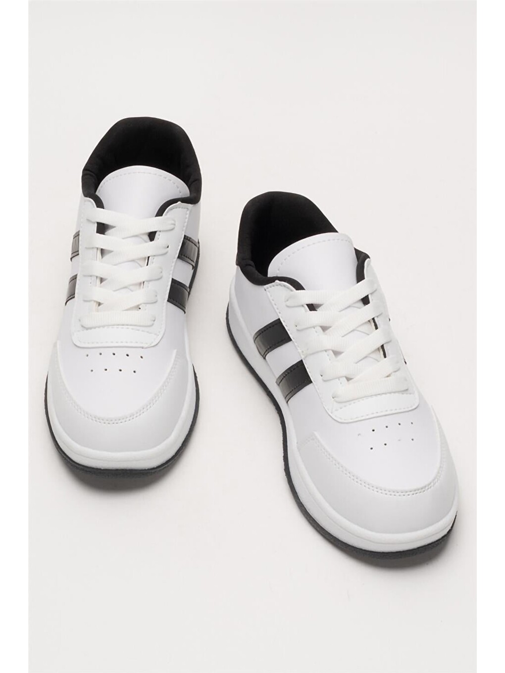 Unisex Düz Hafif Taban Günlük Sneaker Ayakkabı Beyaz - Siyah-9