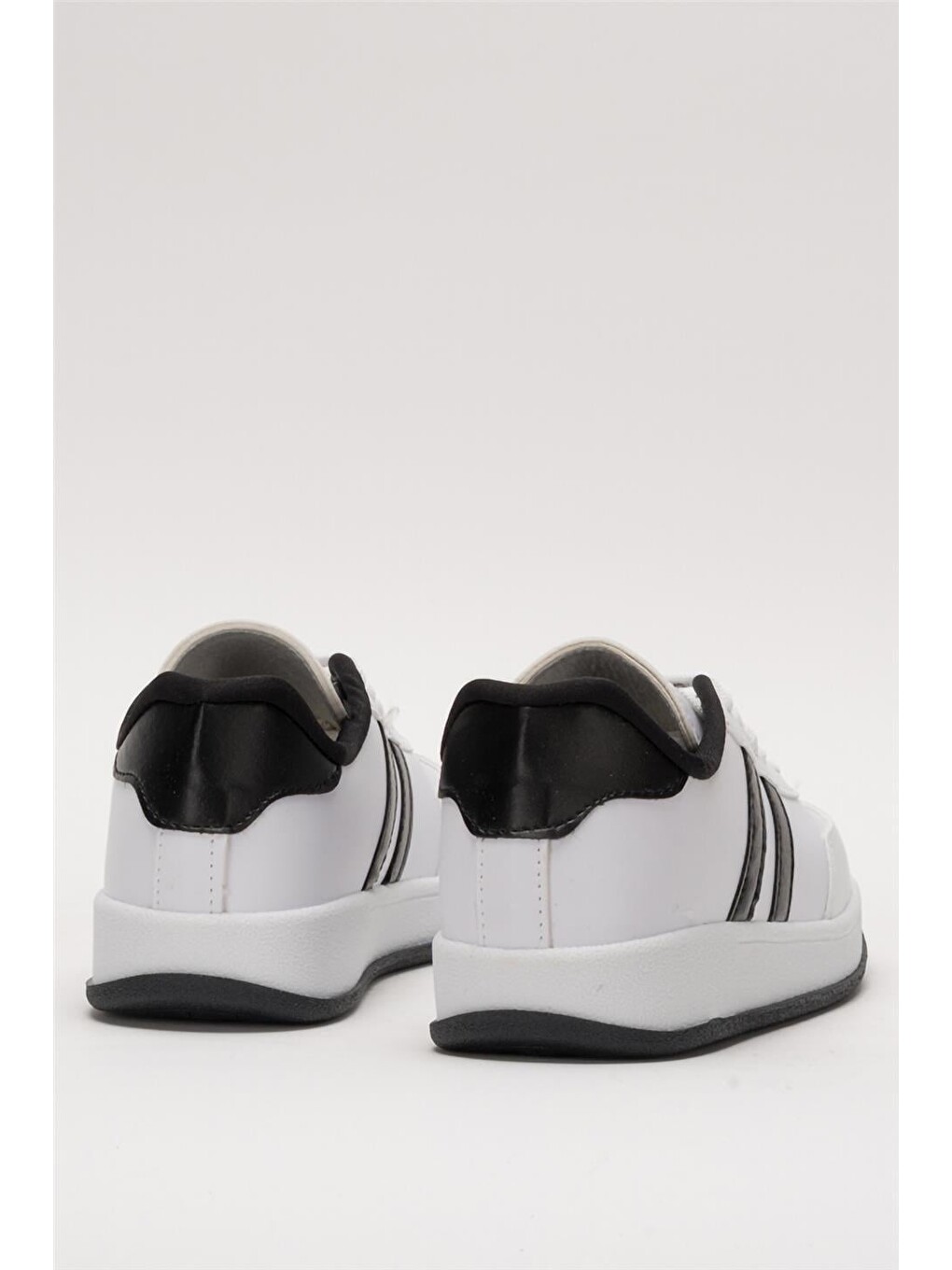 Unisex Düz Hafif Taban Günlük Sneaker Ayakkabı Beyaz - Siyah-6