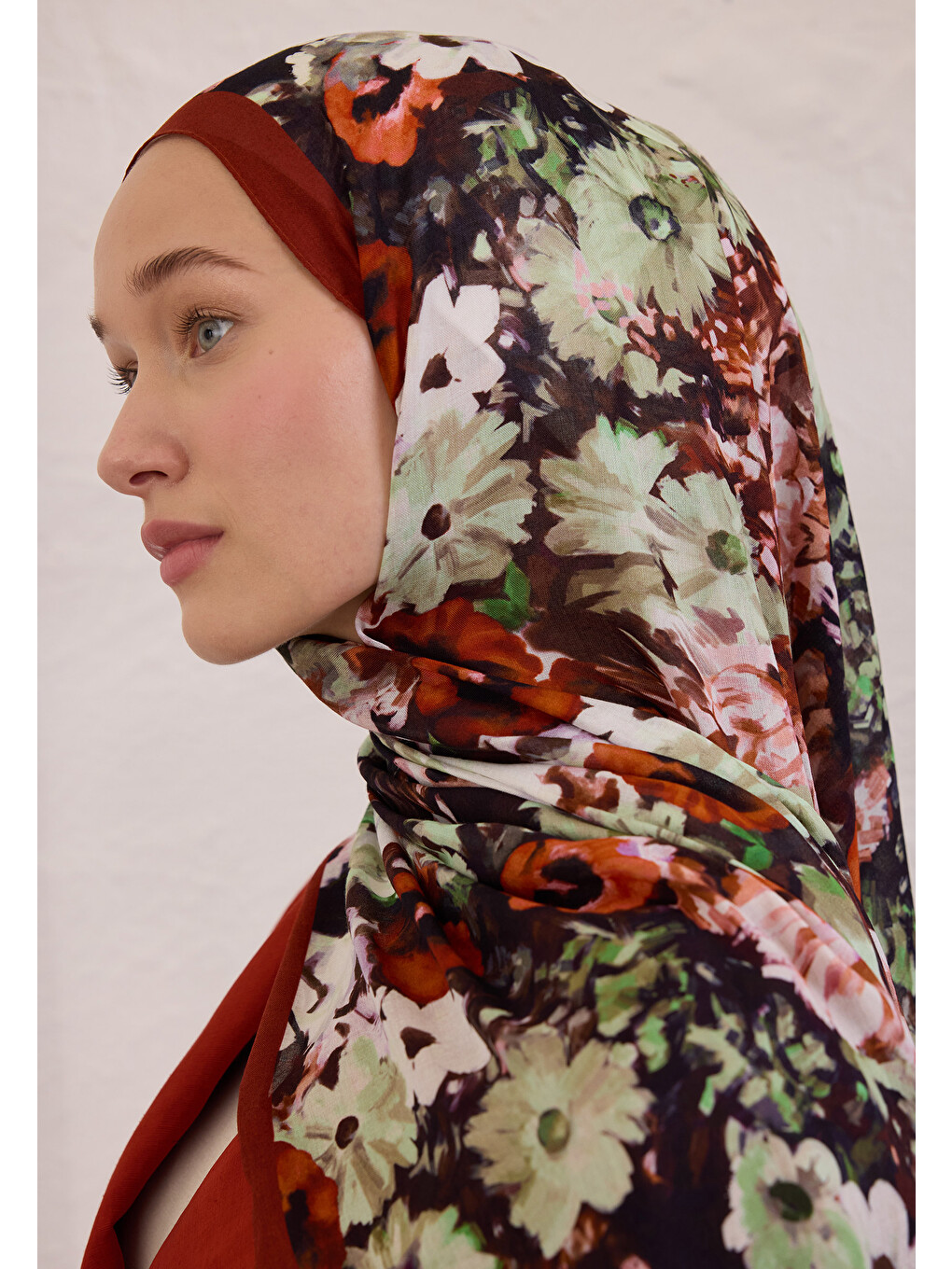 Beauty Blossom Desen Rami Şal Kırmızı-3