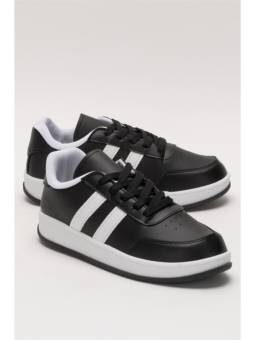 Unisex Düz Hafif Taban Günlük Sneaker Ayakkabı Siyah - Beyaz-1