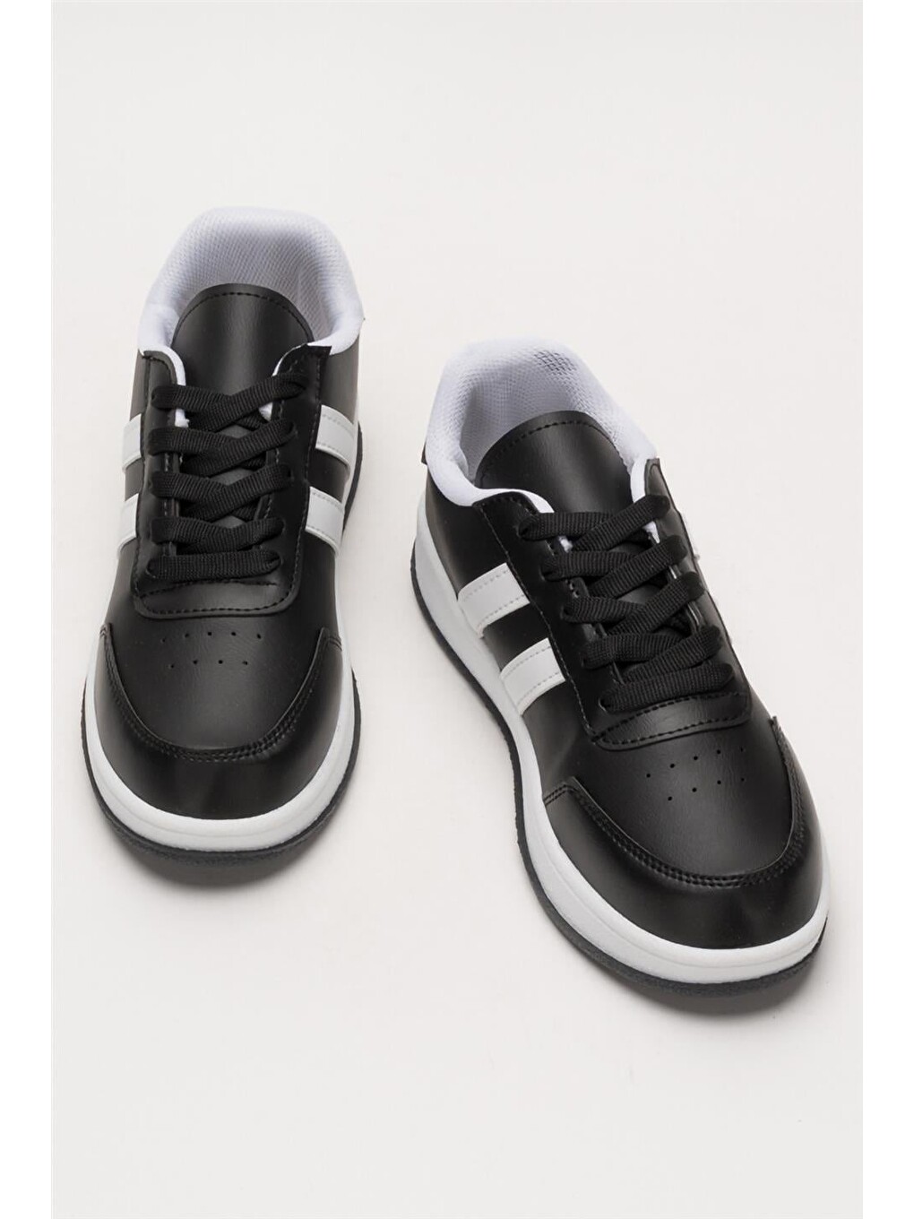 Unisex Düz Hafif Taban Günlük Sneaker Ayakkabı Siyah - Beyaz-5