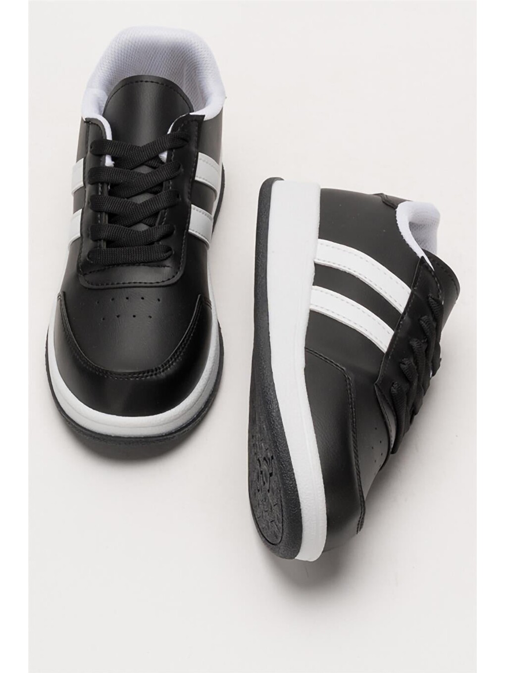Unisex Düz Hafif Taban Günlük Sneaker Ayakkabı Siyah - Beyaz-6