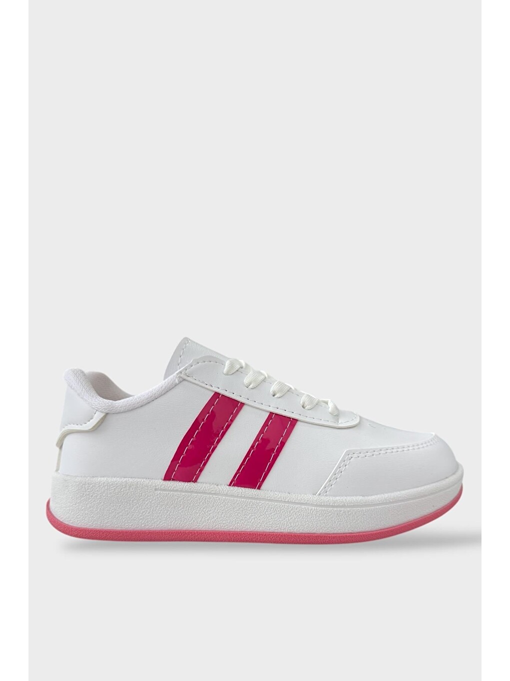 Unisex Düz Hafif Taban Günlük Sneaker Ayakkabı Beyaz - Fuşya