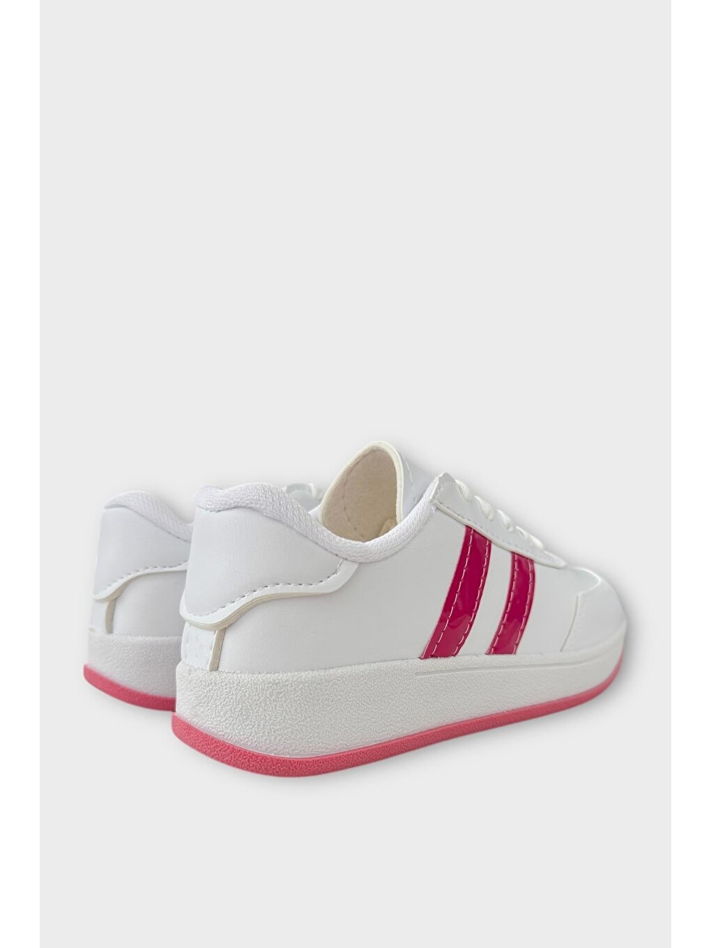Unisex Düz Hafif Taban Günlük Sneaker Ayakkabı Beyaz - Fuşya-4