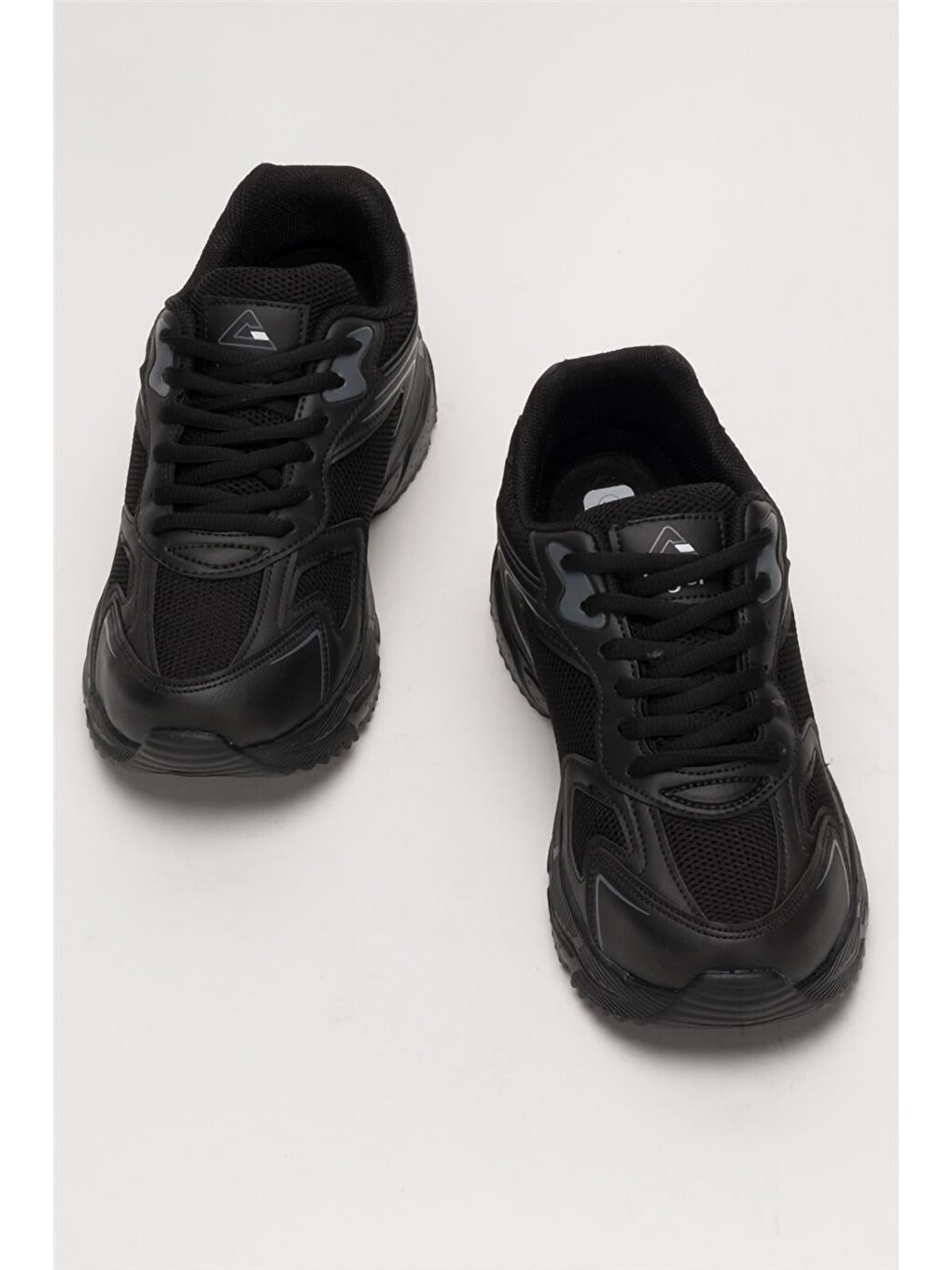 Unisex Faylon Taban Bağcıklı Spor Ayakkabı Siyah Siyah-10