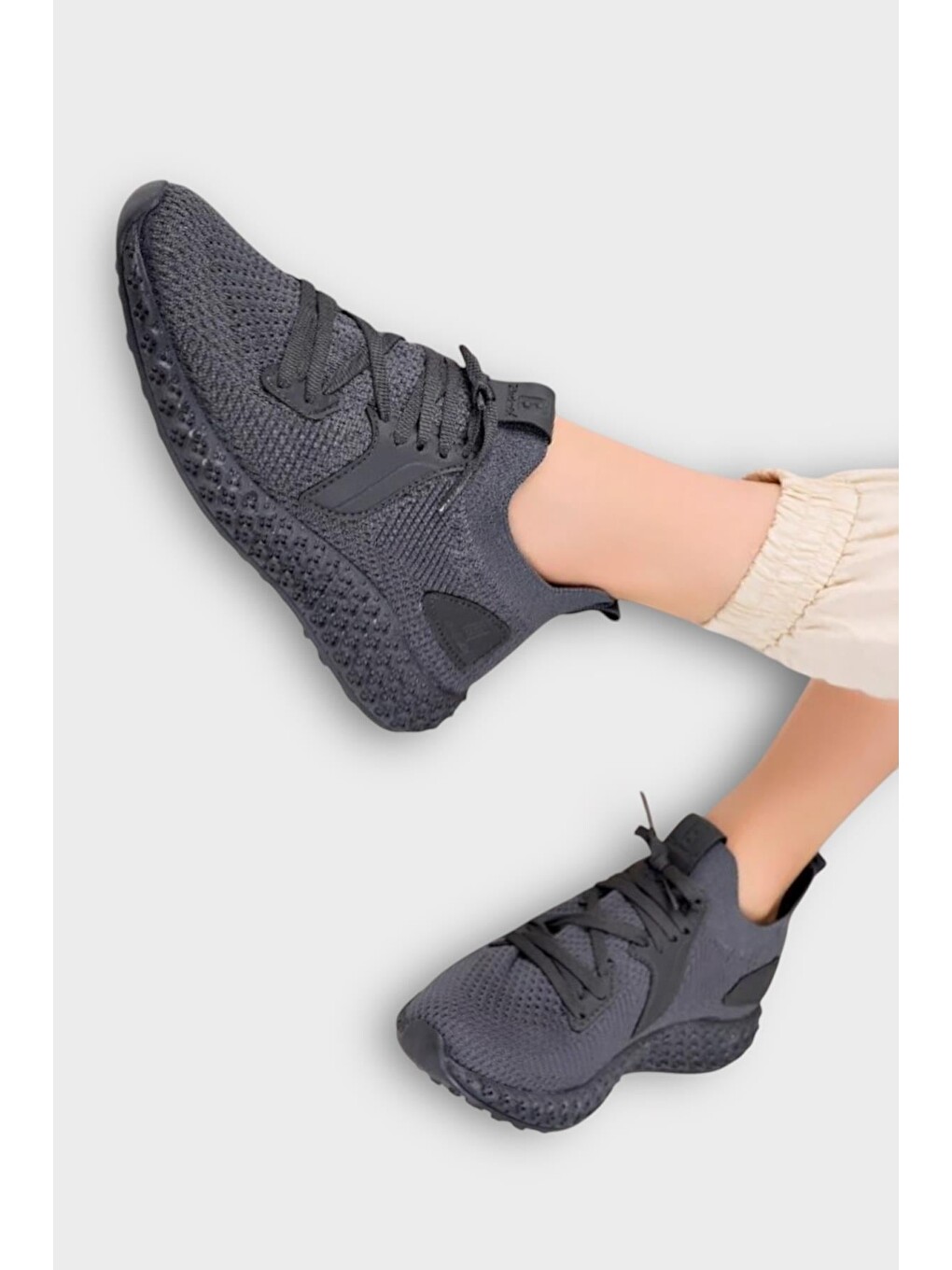 Gri Unisex Triko Örme Sneaker Spor Ayakkabı Füme-8