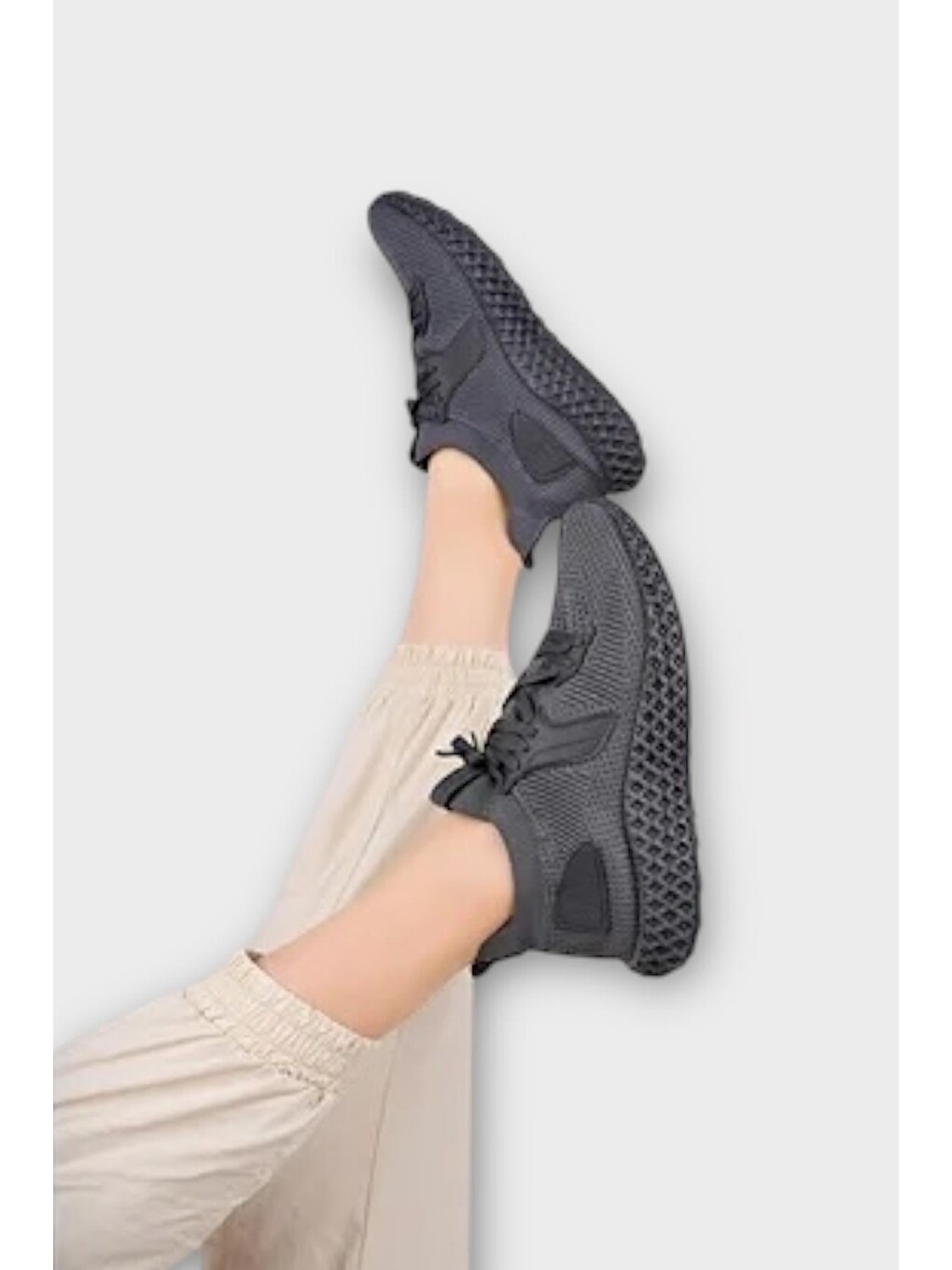 Gri Unisex Triko Örme Sneaker Spor Ayakkabı Füme-10