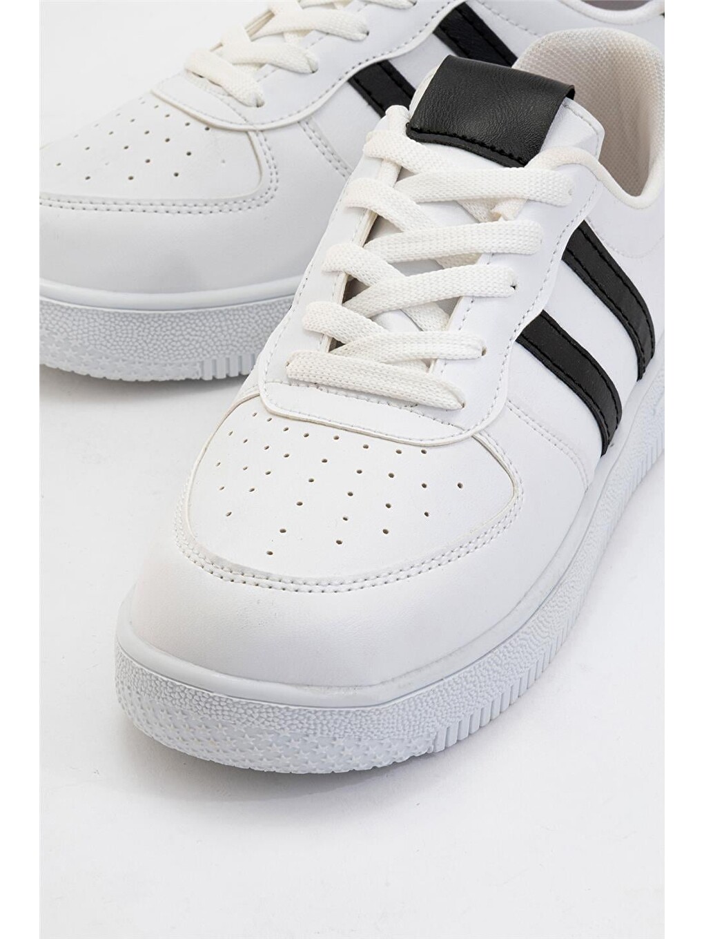 Unisex Bağcıklı Günlükspor Sneaker Ayakkabı Beyaz - Siyah-2