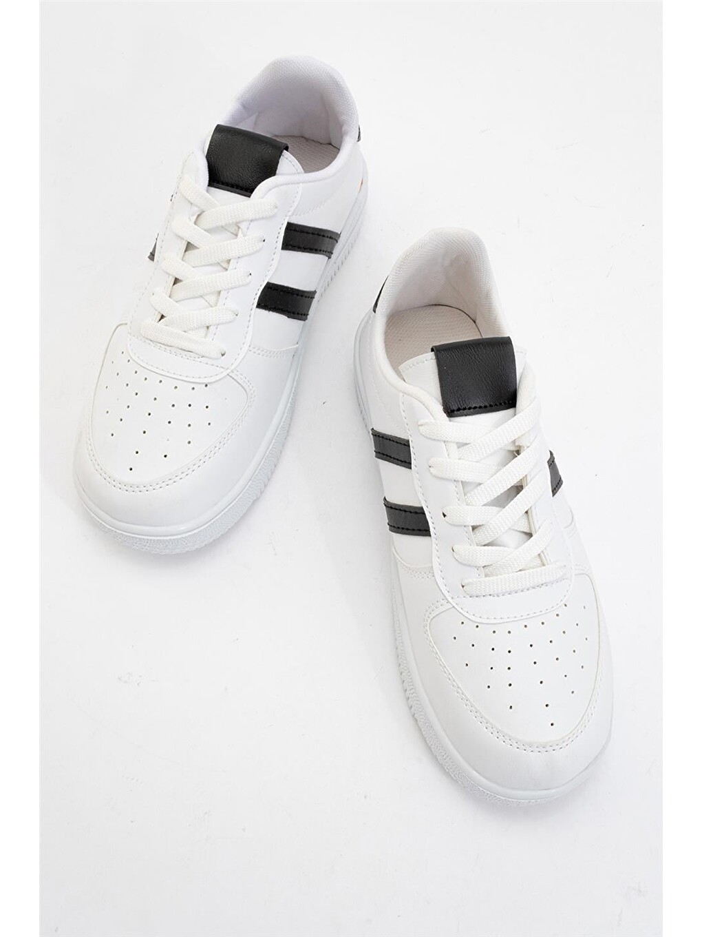Unisex Bağcıklı Günlükspor Sneaker Ayakkabı Beyaz - Siyah-4