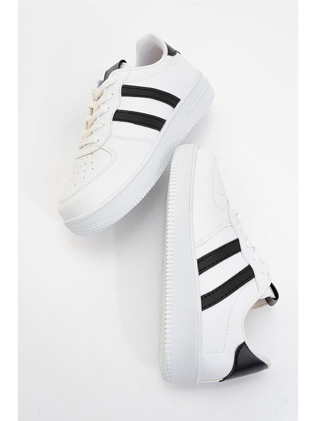 Unisex Bağcıklı Günlükspor Sneaker Ayakkabı Beyaz - Siyah-5