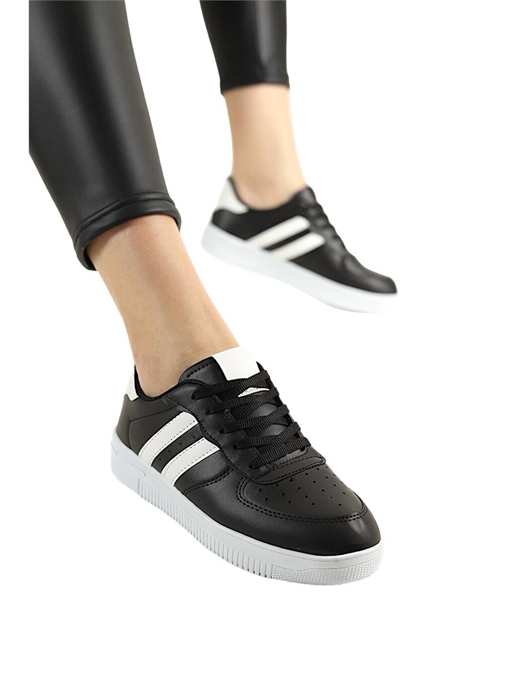 Unisex Bağcıklı Günlükspor Sneaker Ayakkabı Siyah - Beyaz-15