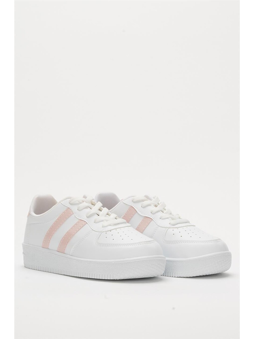Unisex Bağcıklı Günlükspor Sneaker Ayakkabı Beyaz - Pudra-3