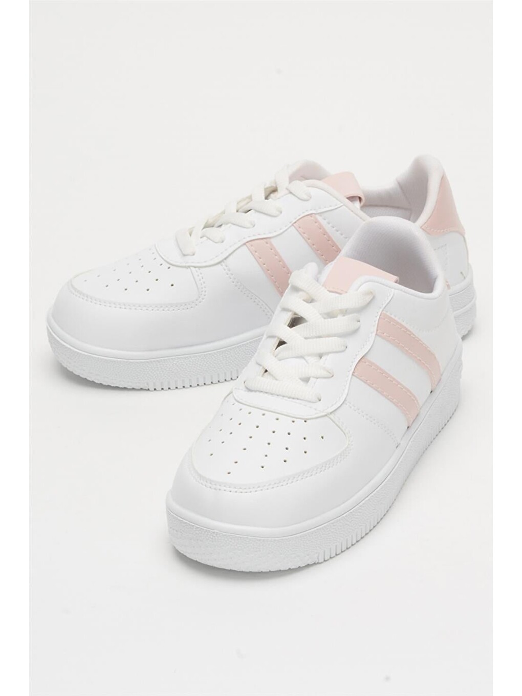 Unisex Bağcıklı Günlükspor Sneaker Ayakkabı Beyaz - Pudra-7