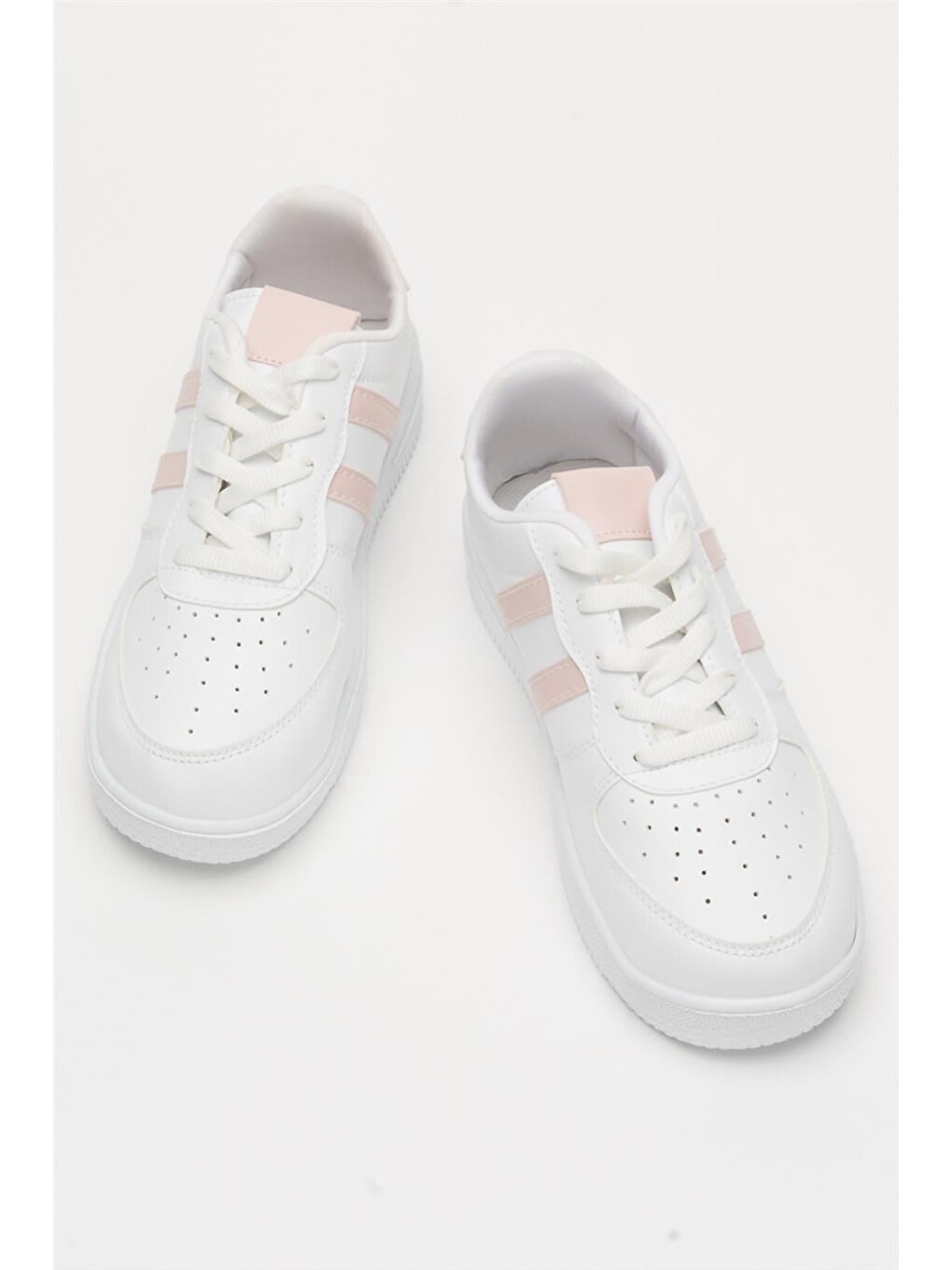 Unisex Bağcıklı Günlükspor Sneaker Ayakkabı Beyaz - Pudra-10
