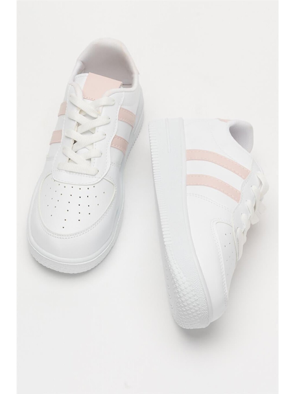 Unisex Bağcıklı Günlükspor Sneaker Ayakkabı Beyaz - Pudra-12