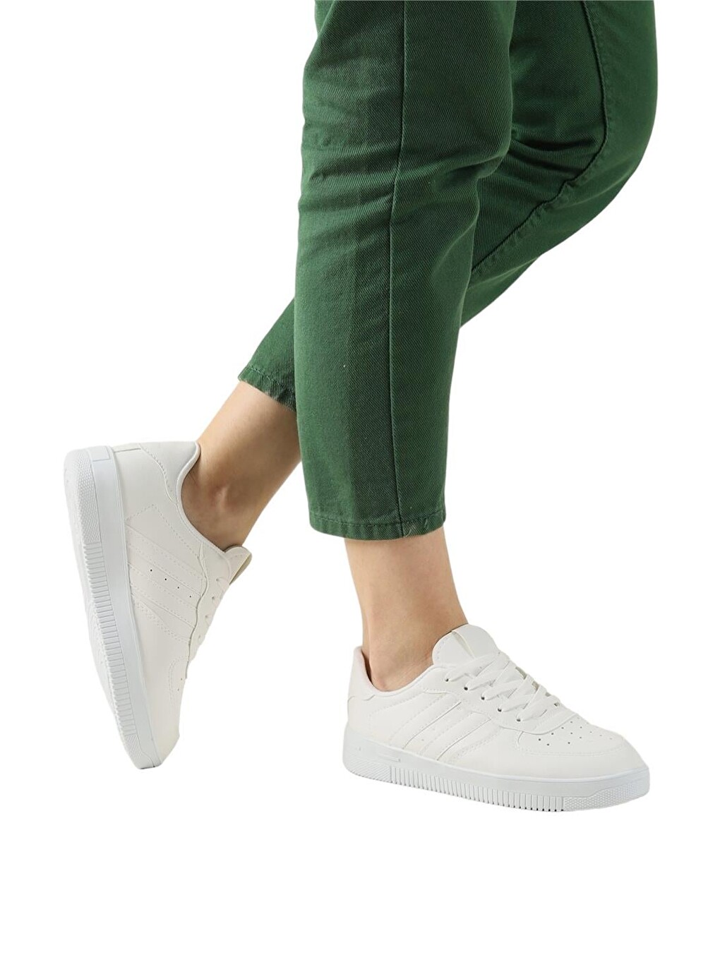 Unisex Bağcıklı Günlükspor Sneaker Ayakkabı Beyaz-7