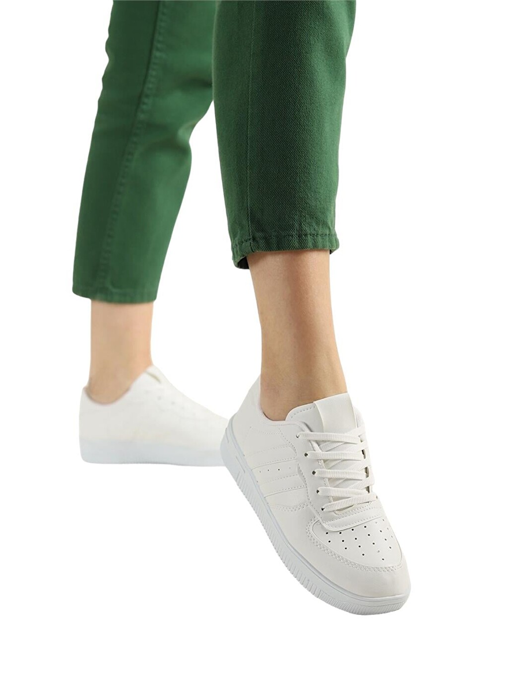 Unisex Bağcıklı Günlükspor Sneaker Ayakkabı Beyaz-8