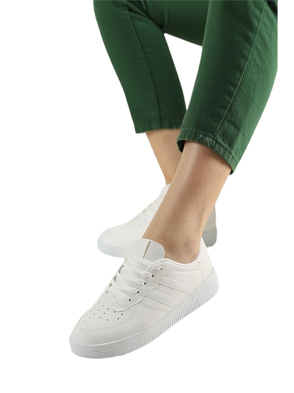 Unisex Bağcıklı Günlükspor Sneaker Ayakkabı Beyaz-9