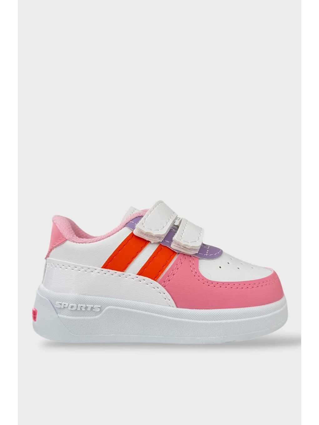 Pembe Işıklı Unisex Rahat Hafif Çocuk Spor Ayakkabı Pudra - Turuncu