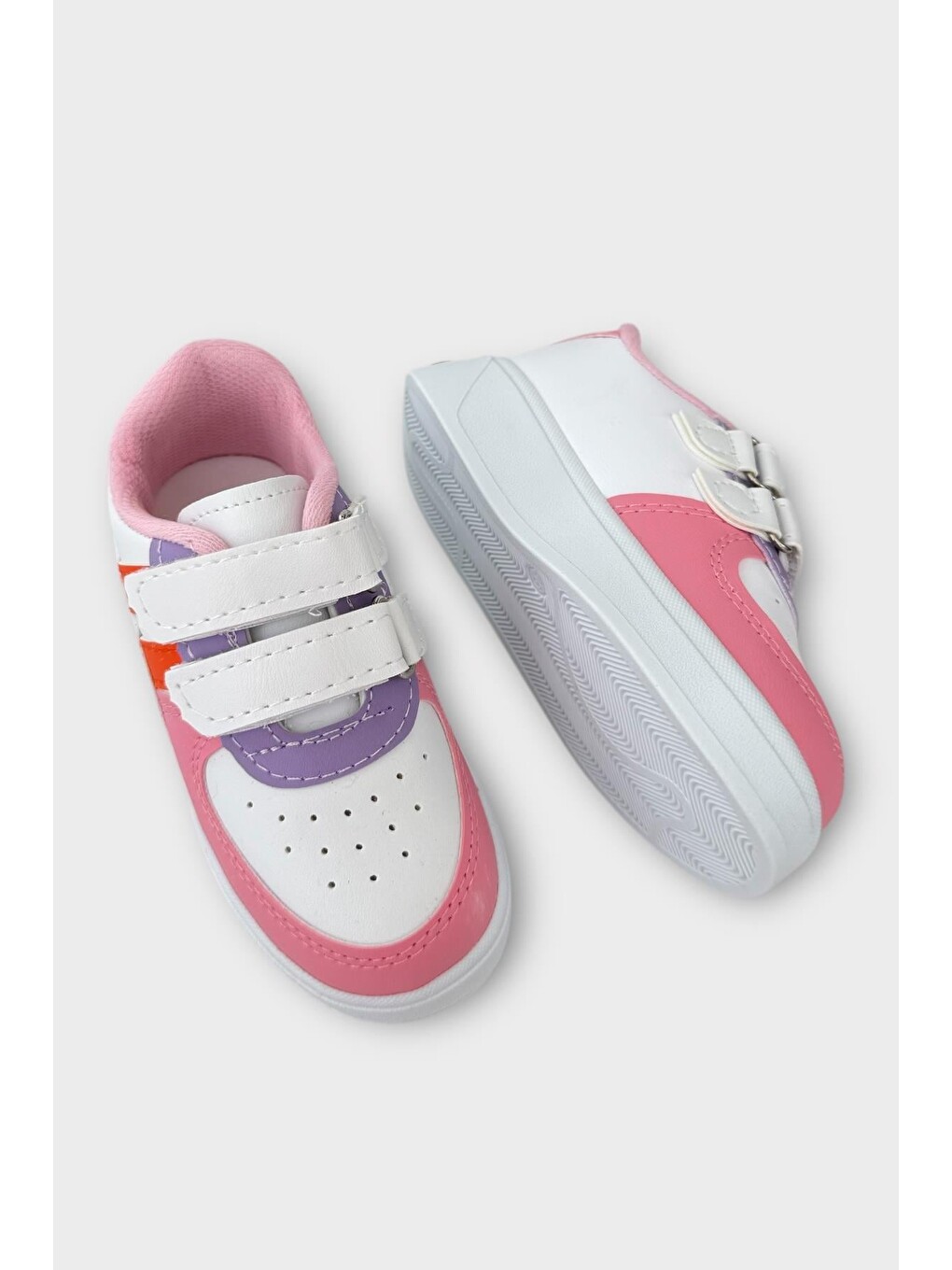 Pembe Işıklı Unisex Rahat Hafif Çocuk Spor Ayakkabı Pudra - Turuncu-6