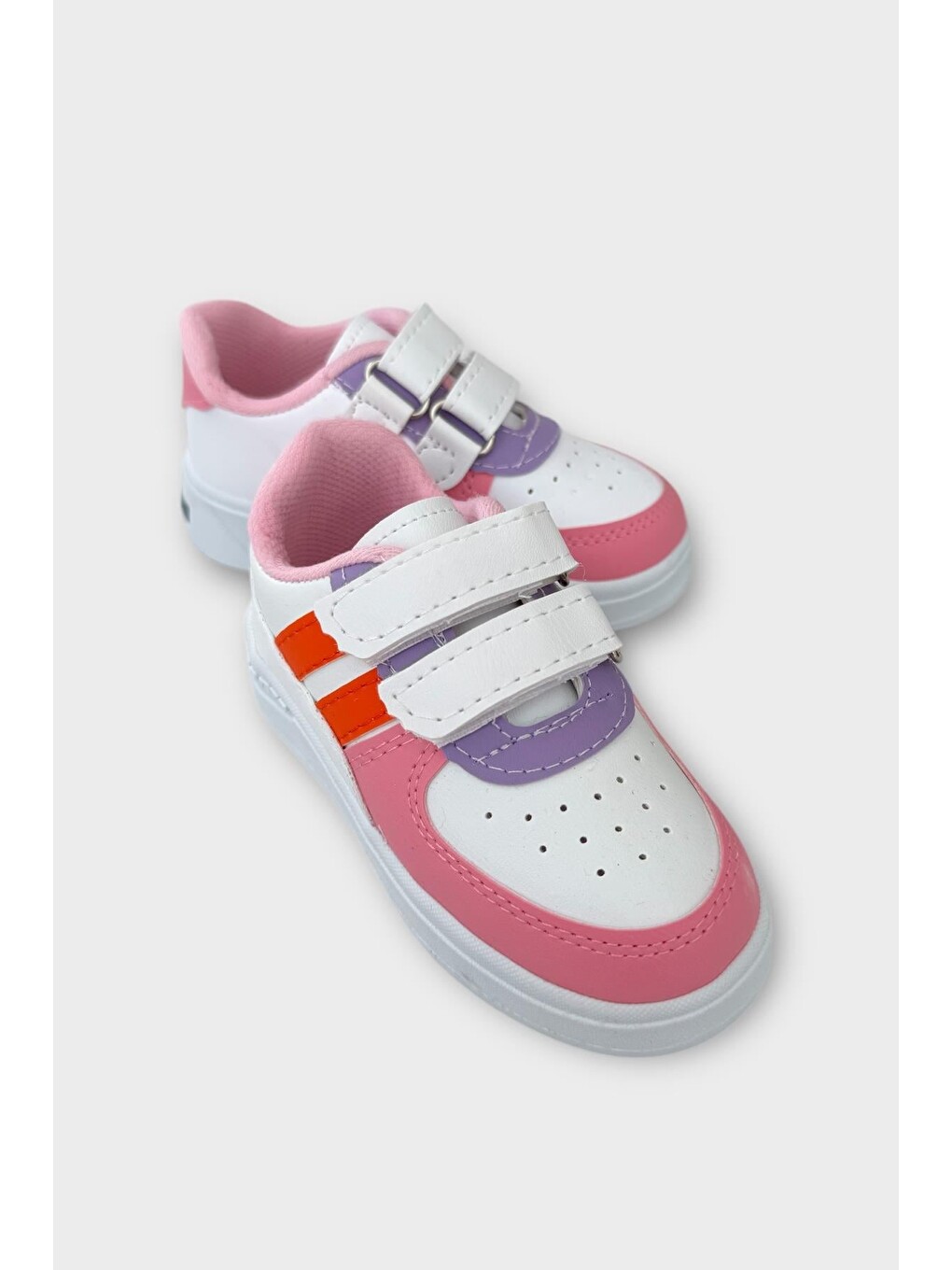 Pembe Işıklı Unisex Rahat Hafif Çocuk Spor Ayakkabı Pudra - Turuncu-3