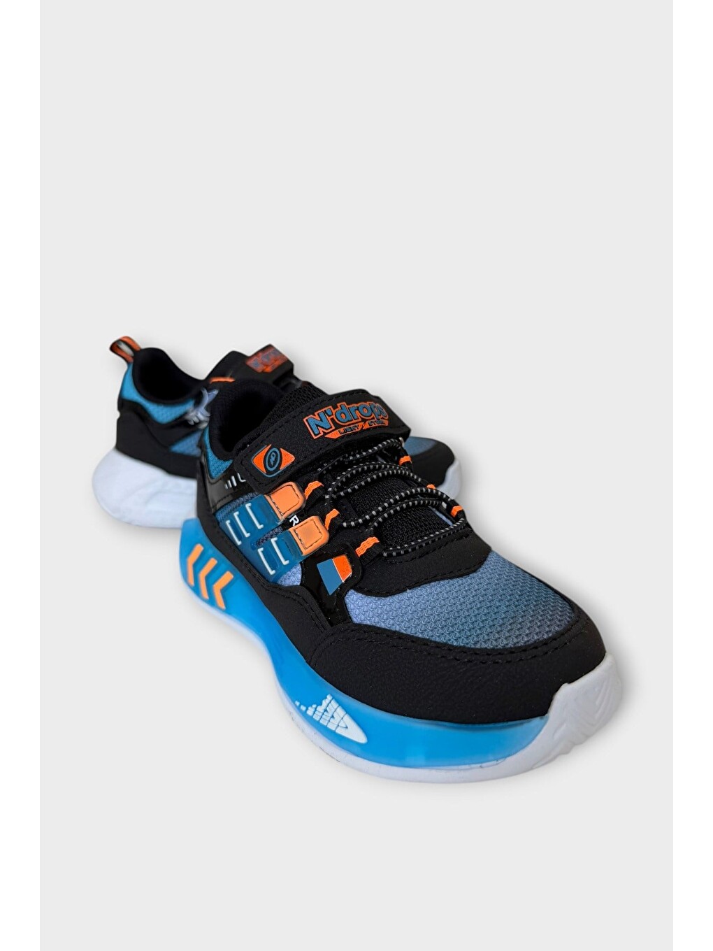 Cırtlı Hafif Anatomik Taban Günlük Sneaker Çocuk Spor Ayakkabı Siyah - Turuncu-3
