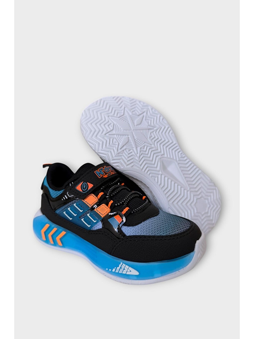 Cırtlı Hafif Anatomik Taban Günlük Sneaker Çocuk Spor Ayakkabı Siyah - Turuncu-8