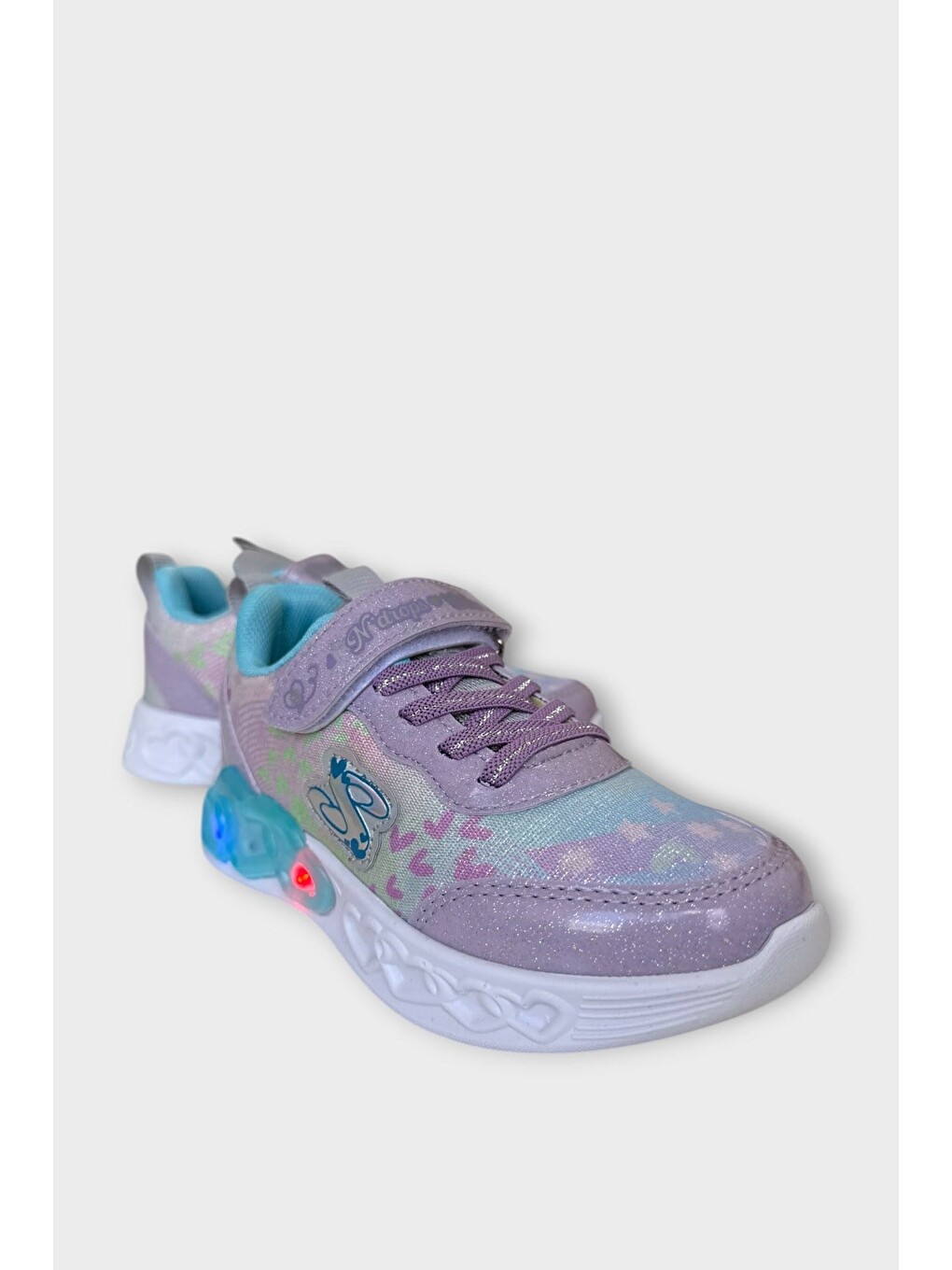 Çok Renkli Işıklı Cırtlı Hafif Anatomik Taban Günlük Sneaker Kız Çocuk Spor Ayakkabı Turkuaz-1