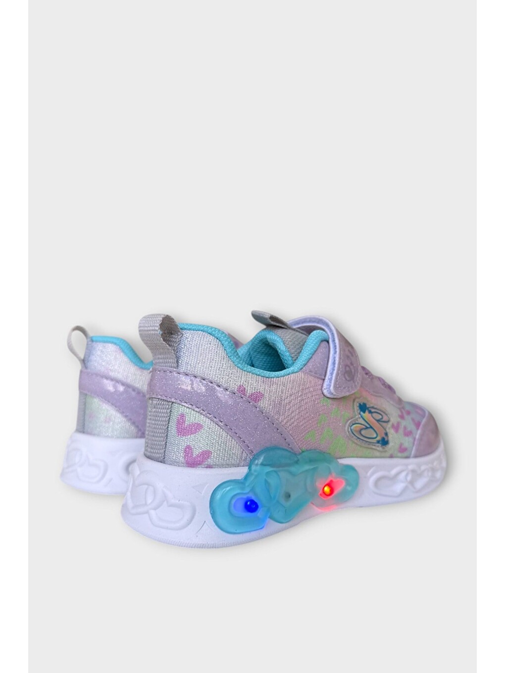 Çok Renkli Işıklı Cırtlı Hafif Anatomik Taban Günlük Sneaker Kız Çocuk Spor Ayakkabı Turkuaz-3