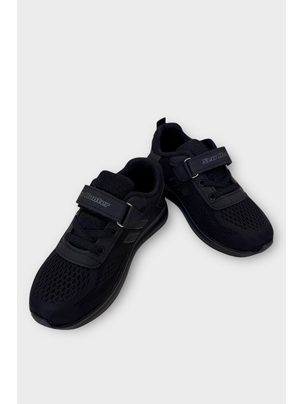 Unisex Bağcıklı Ve Cırtlı Triko Çocuk Spor Ayakkabı Siyah - Siyah-5