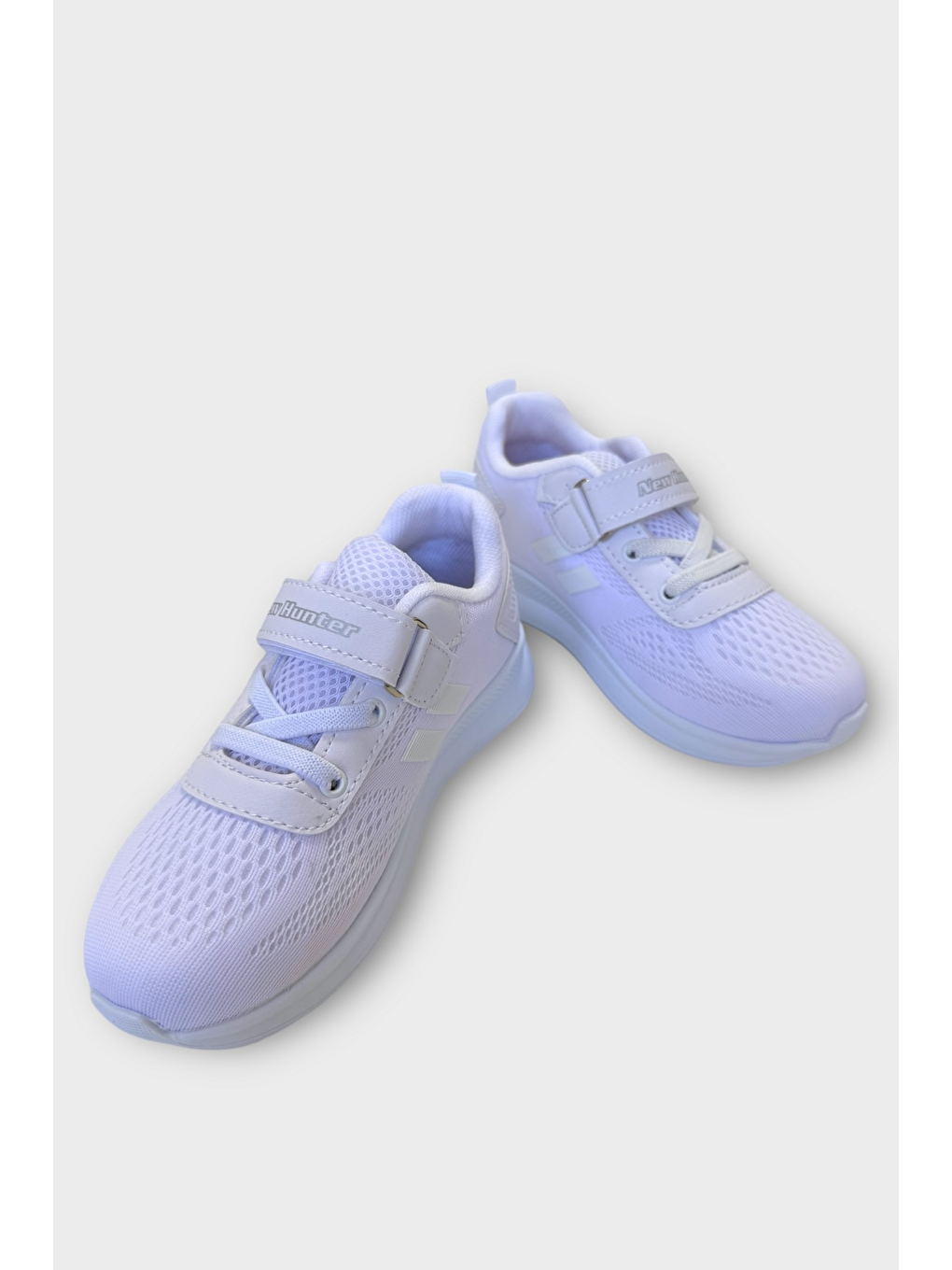 Unisex Bağcıklı Ve Cırtlı Triko Çocuk Spor Ayakkabı Beyaz - Beyaz-2