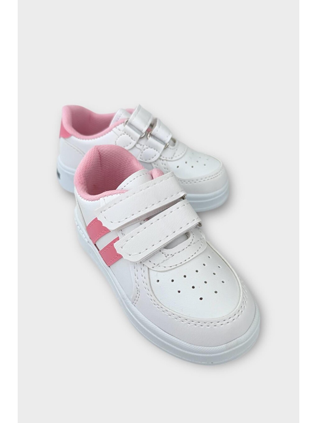 Işıklı Unisex Rahat Hafif Çocuk Spor Ayakkabı Beyaz - Pembe-1