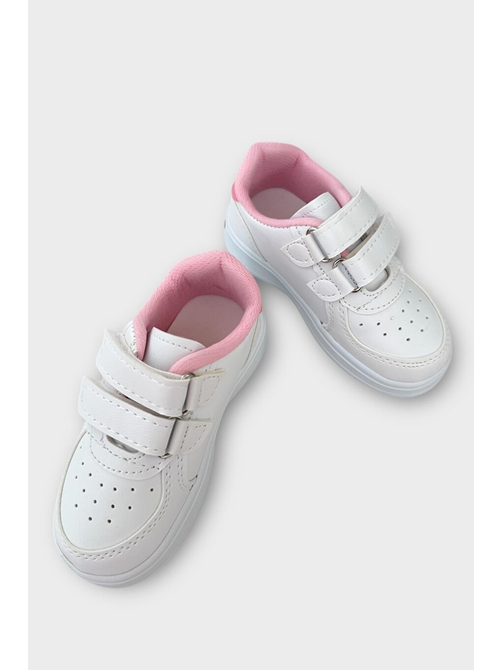 Işıklı Unisex Rahat Hafif Çocuk Spor Ayakkabı Beyaz - Pembe-2