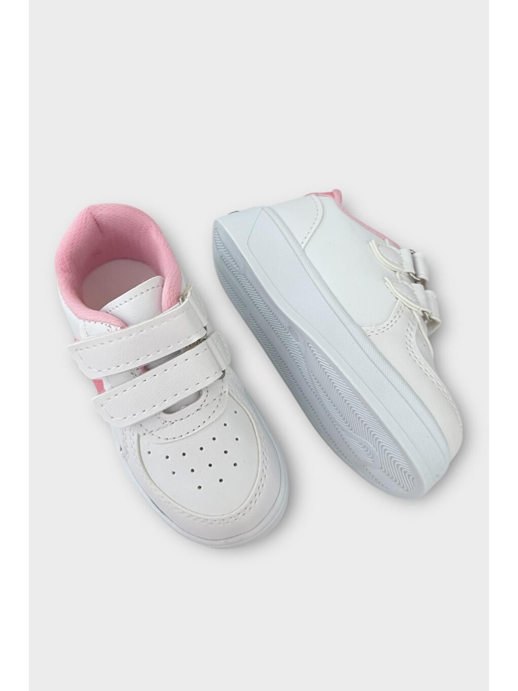 Işıklı Unisex Rahat Hafif Çocuk Spor Ayakkabı Beyaz - Pembe-3