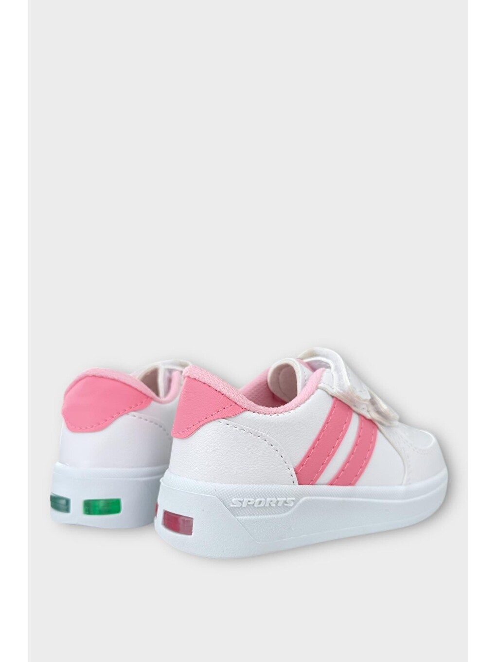 Işıklı Unisex Rahat Hafif Çocuk Spor Ayakkabı Beyaz - Pembe-4