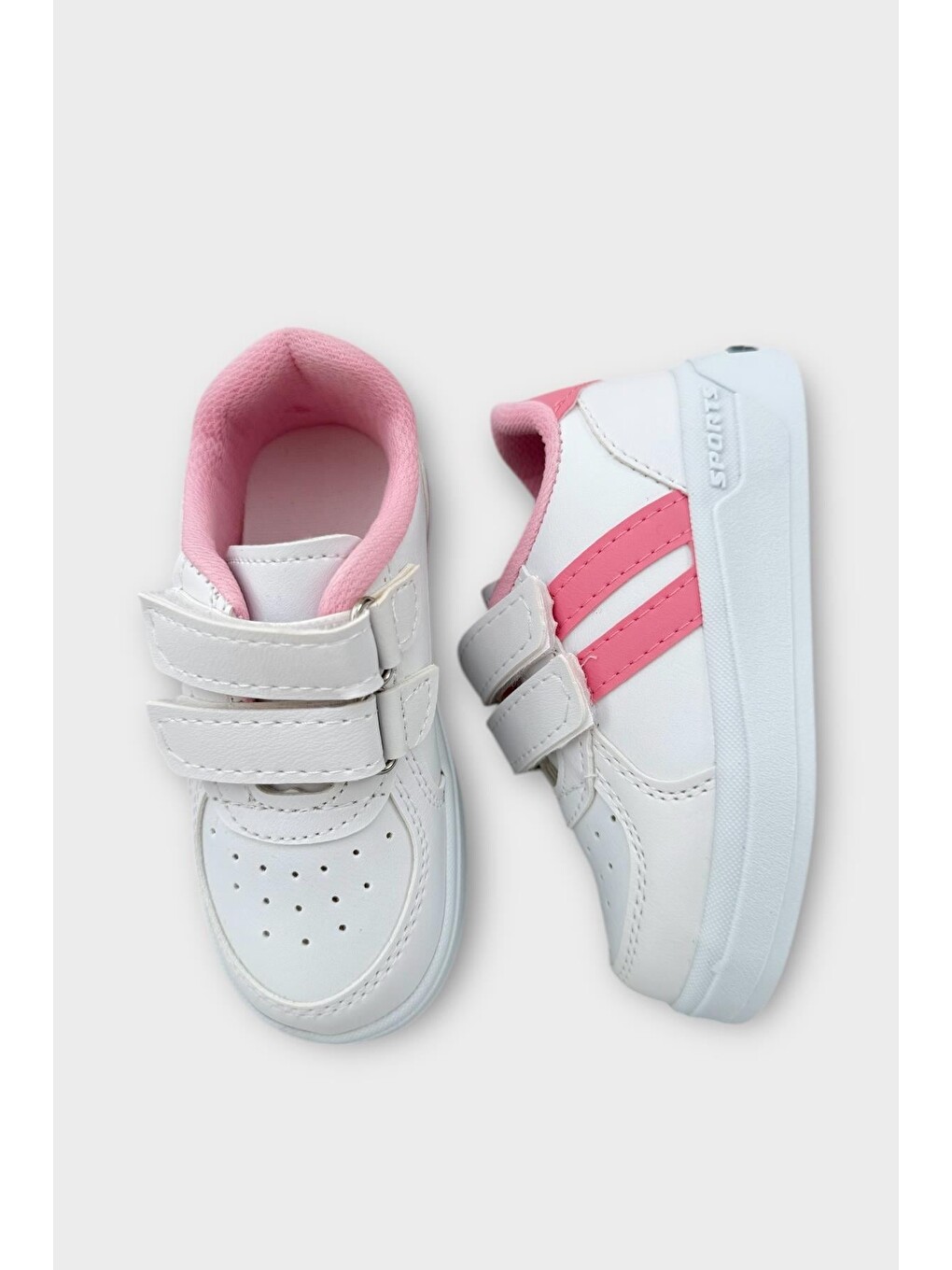 Işıklı Unisex Rahat Hafif Çocuk Spor Ayakkabı Beyaz - Pembe-5