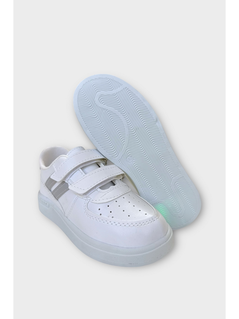 Işıklı Unisex Rahat Hafif Çocuk Spor Ayakkabı Beyaz - Gri-4