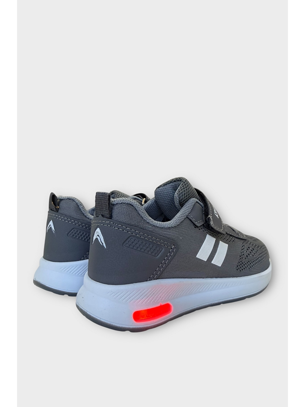 Gri Unisex Bağcıklı Ve Cırtlı Triko Çocuk Spor Ayakkabı Füme - Beyaz-4