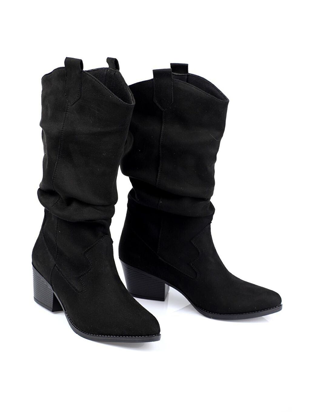 Siyah Sivri Burunlu Kovboy Kadın Çizme-2