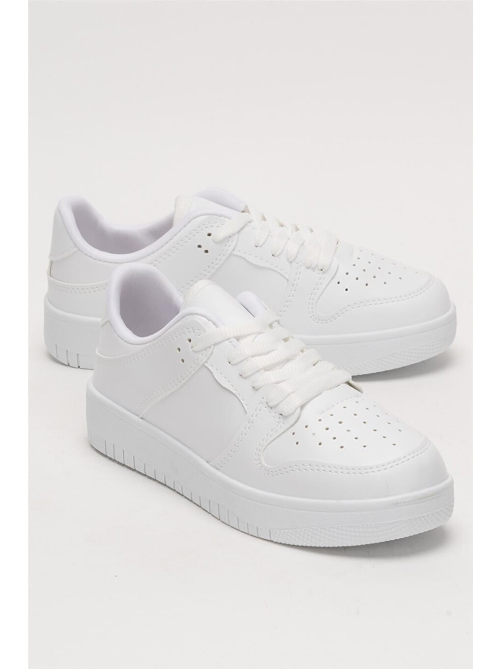 Unisex Bağcıklı Spor Sneaker Ayakkabı Beyaz - Beyaz-1