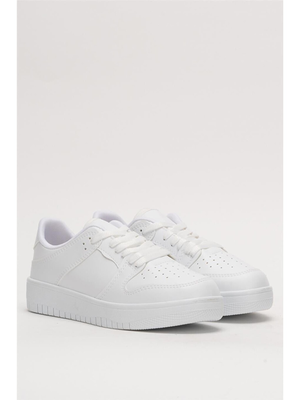 Unisex Bağcıklı Spor Sneaker Ayakkabı Beyaz - Beyaz-3