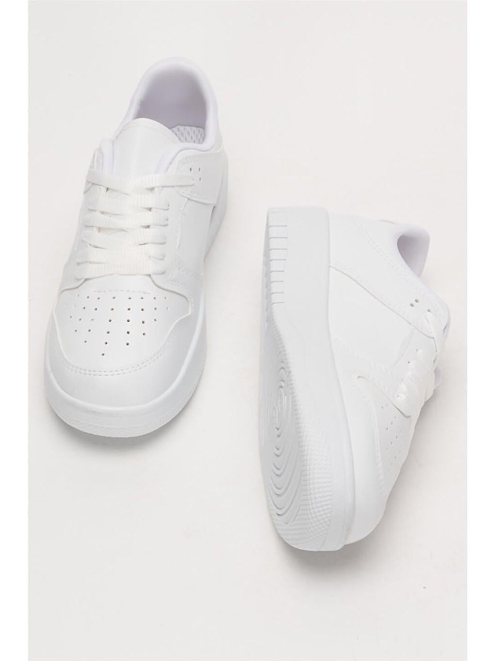 Unisex Bağcıklı Spor Sneaker Ayakkabı Beyaz - Beyaz-11