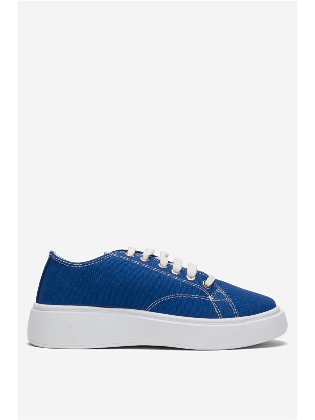 Kadın Rahat Kalıp Kalın Taban Keten Sneakers Mavi-1