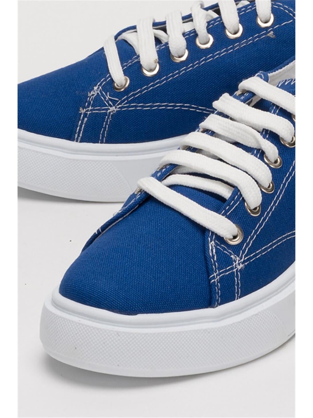 Kadın Rahat Kalıp Kalın Taban Keten Sneakers Mavi-8