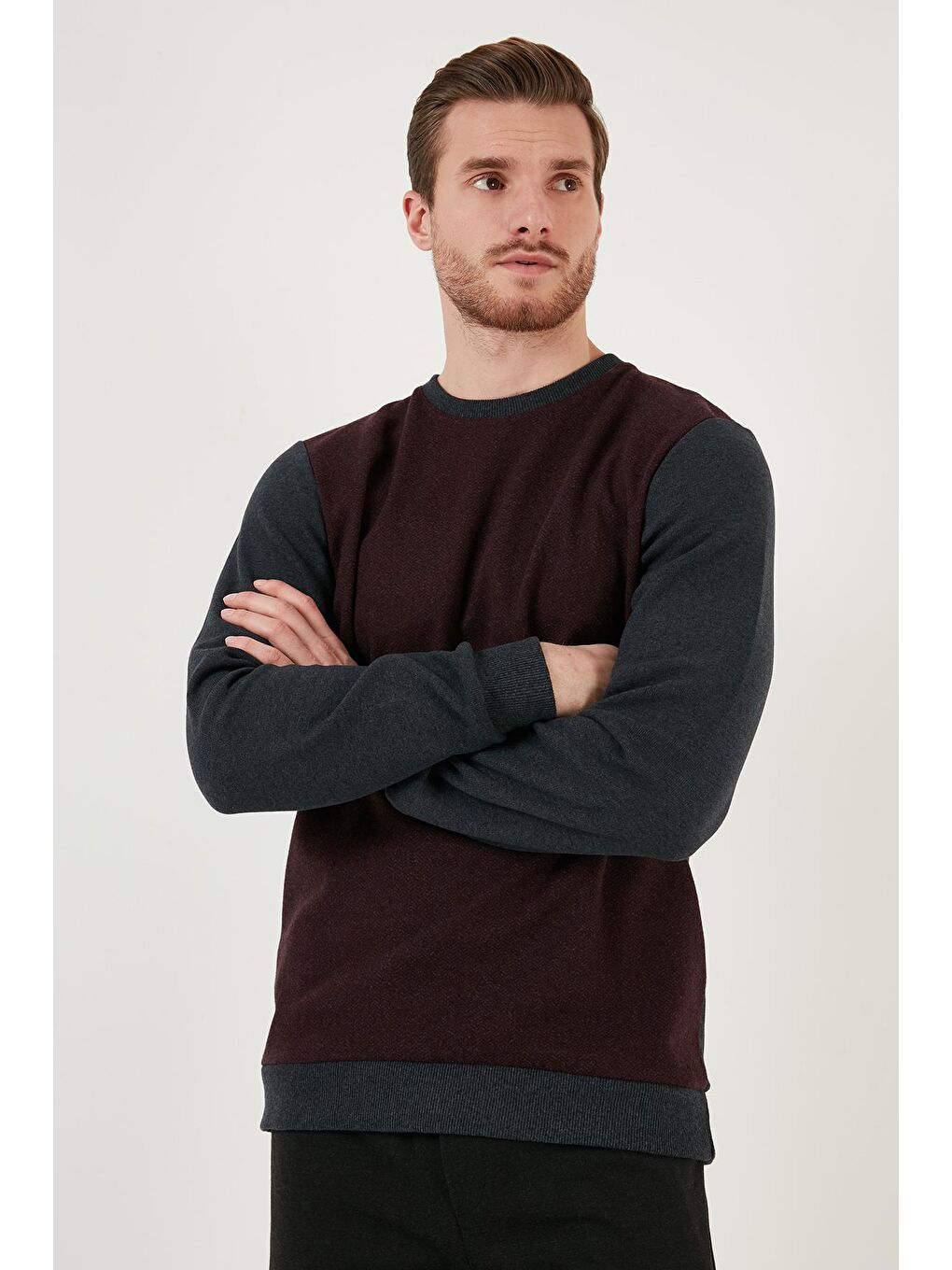 Buratti Bordo Pamuklu Regular Fit Bisiklet Yaka Erkek Sweatshirt 5905041 - 2