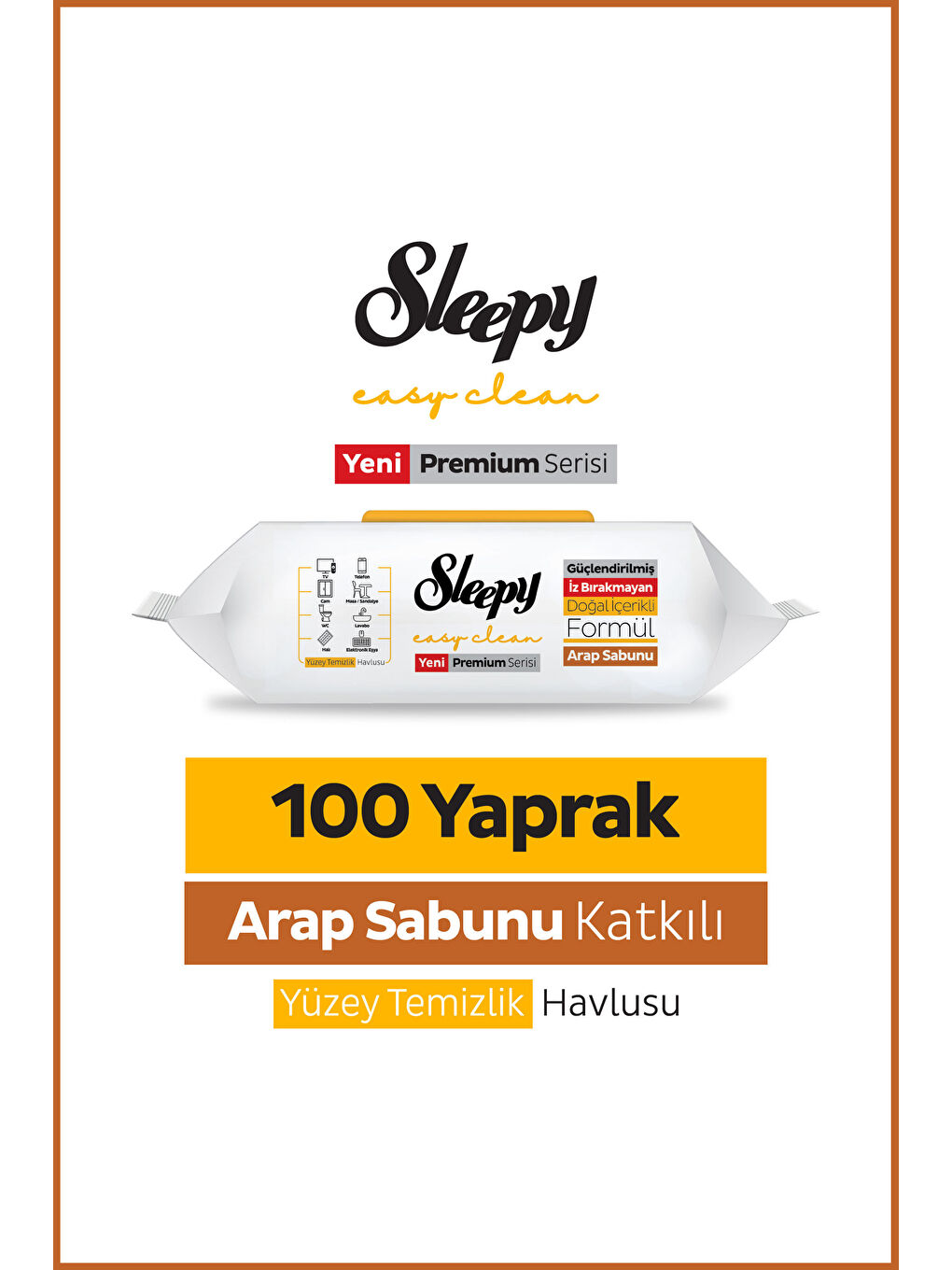 Easy Clean Premium Arap Sabunu Katkılı Yüzey Temizlik Havlusu Mendili 100 Yaprak