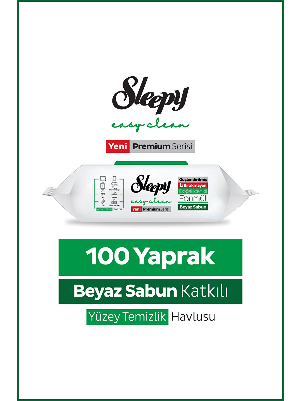 Easy Clean Premium Beyaz Sabun Katkılı Yüzey Temizlik Havlusu Mendili 100 Yaprak