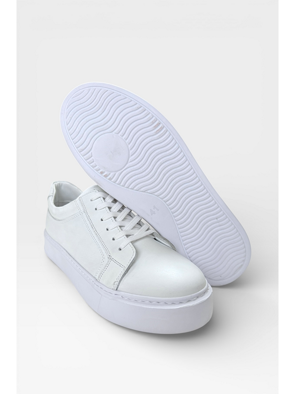Hakiki Deri Sneaker Erkek Ayakkabı Beyaz-8