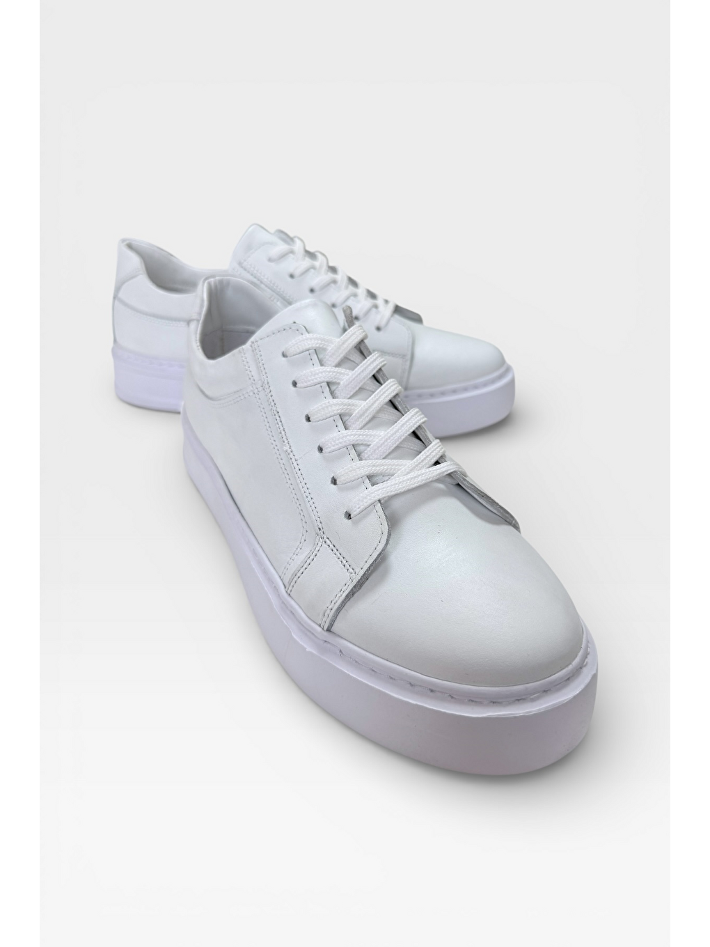 Hakiki Deri Sneaker Erkek Ayakkabı Beyaz-3