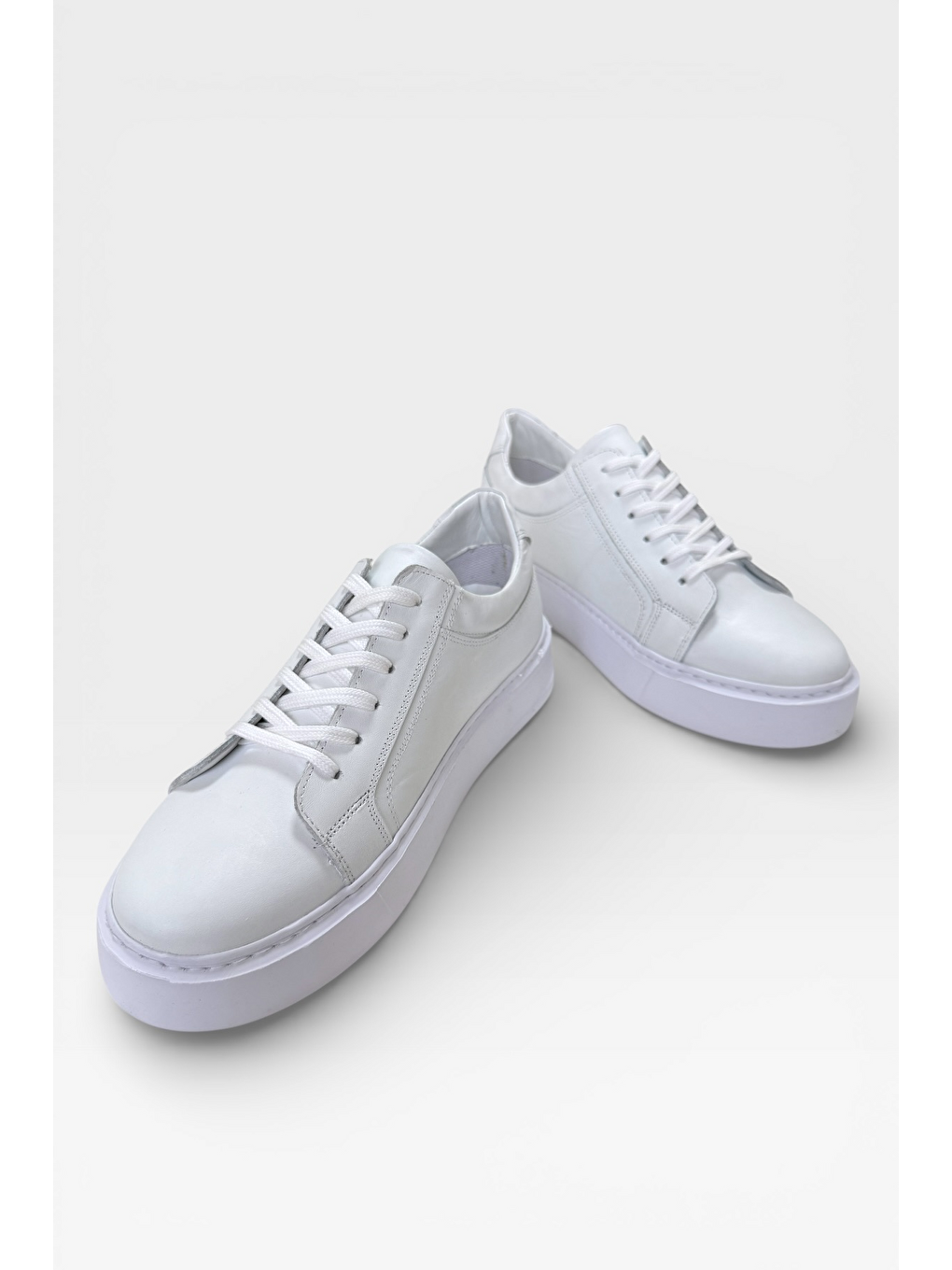 Hakiki Deri Sneaker Erkek Ayakkabı Beyaz-5